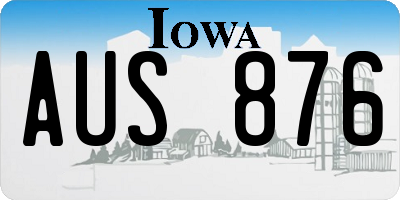 IA license plate AUS876