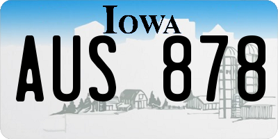 IA license plate AUS878