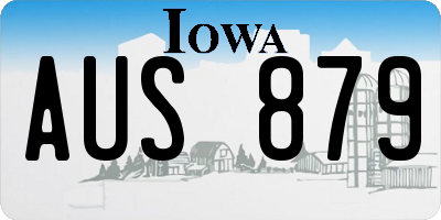 IA license plate AUS879