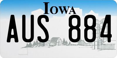 IA license plate AUS884