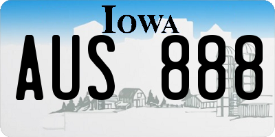 IA license plate AUS888