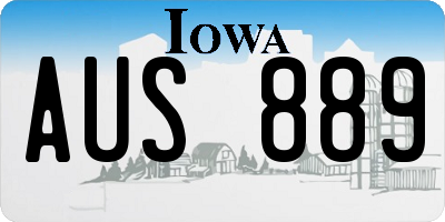 IA license plate AUS889