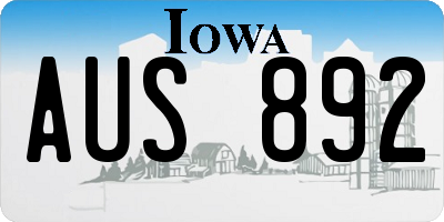 IA license plate AUS892