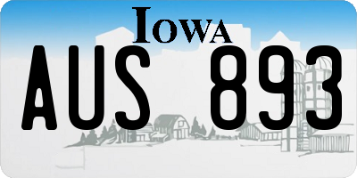 IA license plate AUS893
