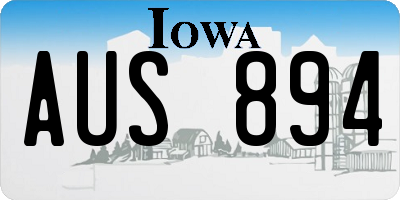 IA license plate AUS894