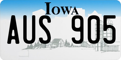 IA license plate AUS905