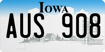IA license plate AUS908