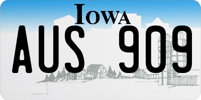 IA license plate AUS909