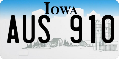 IA license plate AUS910