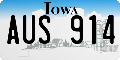 IA license plate AUS914