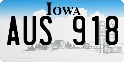IA license plate AUS918
