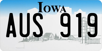 IA license plate AUS919
