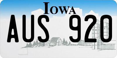 IA license plate AUS920