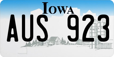 IA license plate AUS923