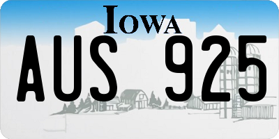 IA license plate AUS925