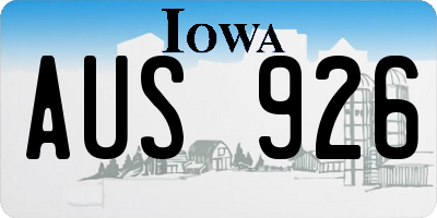 IA license plate AUS926