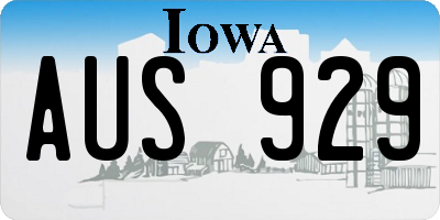 IA license plate AUS929