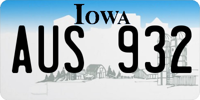 IA license plate AUS932