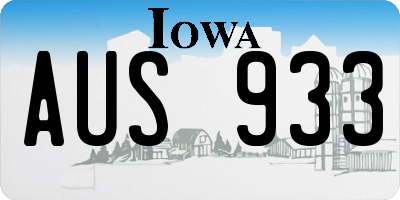 IA license plate AUS933