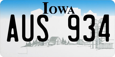 IA license plate AUS934