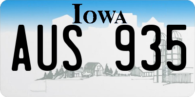 IA license plate AUS935