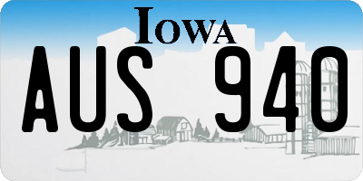 IA license plate AUS940