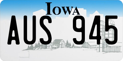 IA license plate AUS945