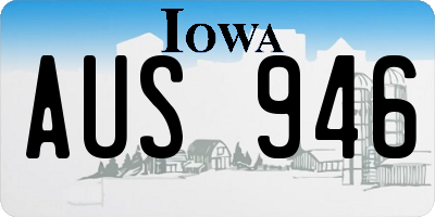IA license plate AUS946