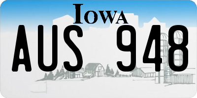 IA license plate AUS948