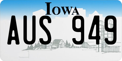 IA license plate AUS949