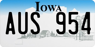 IA license plate AUS954