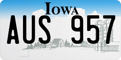 IA license plate AUS957