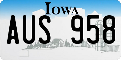 IA license plate AUS958