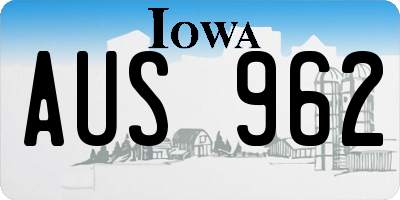 IA license plate AUS962