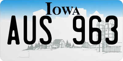 IA license plate AUS963