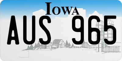 IA license plate AUS965