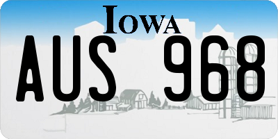 IA license plate AUS968