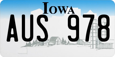 IA license plate AUS978