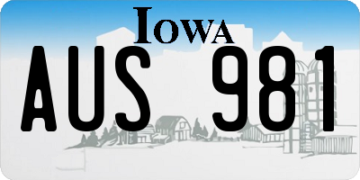 IA license plate AUS981