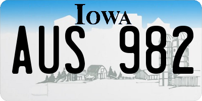 IA license plate AUS982