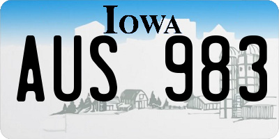 IA license plate AUS983