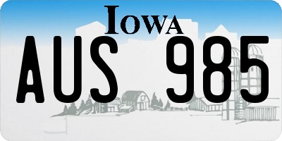 IA license plate AUS985