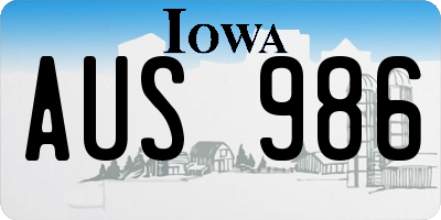 IA license plate AUS986