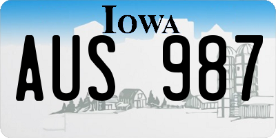 IA license plate AUS987