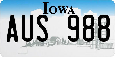 IA license plate AUS988