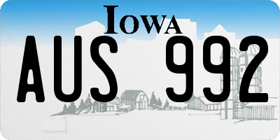 IA license plate AUS992