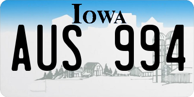IA license plate AUS994