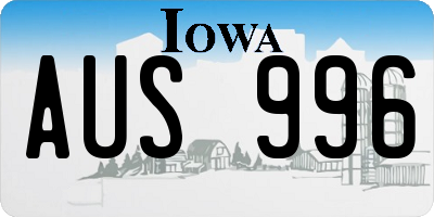 IA license plate AUS996
