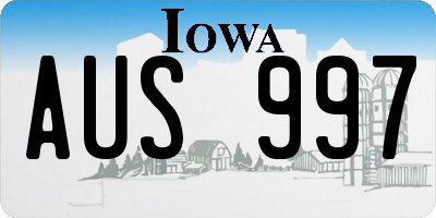 IA license plate AUS997