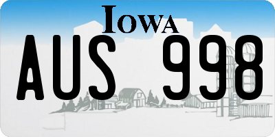 IA license plate AUS998